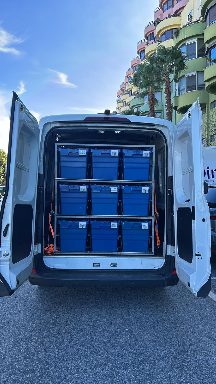 Van grid system with organized boxes